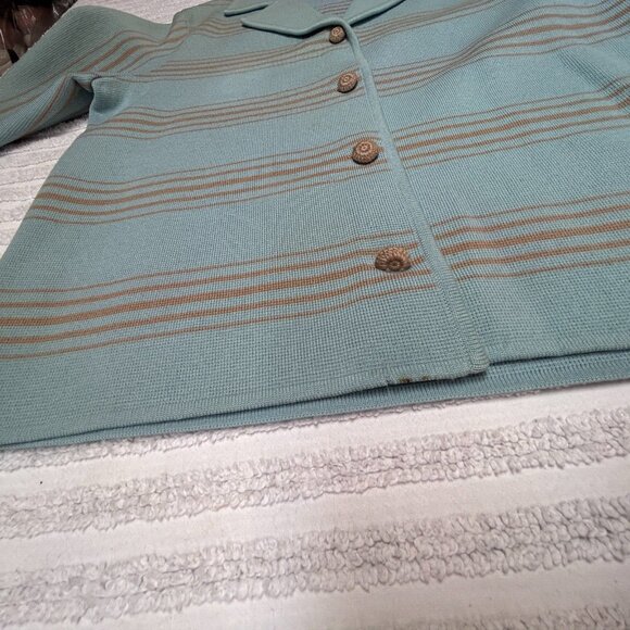 Vintage Designer Knits by Richard Steven Womens 12 Cardigan Sweater Wool Striped - Picture 6 of 9